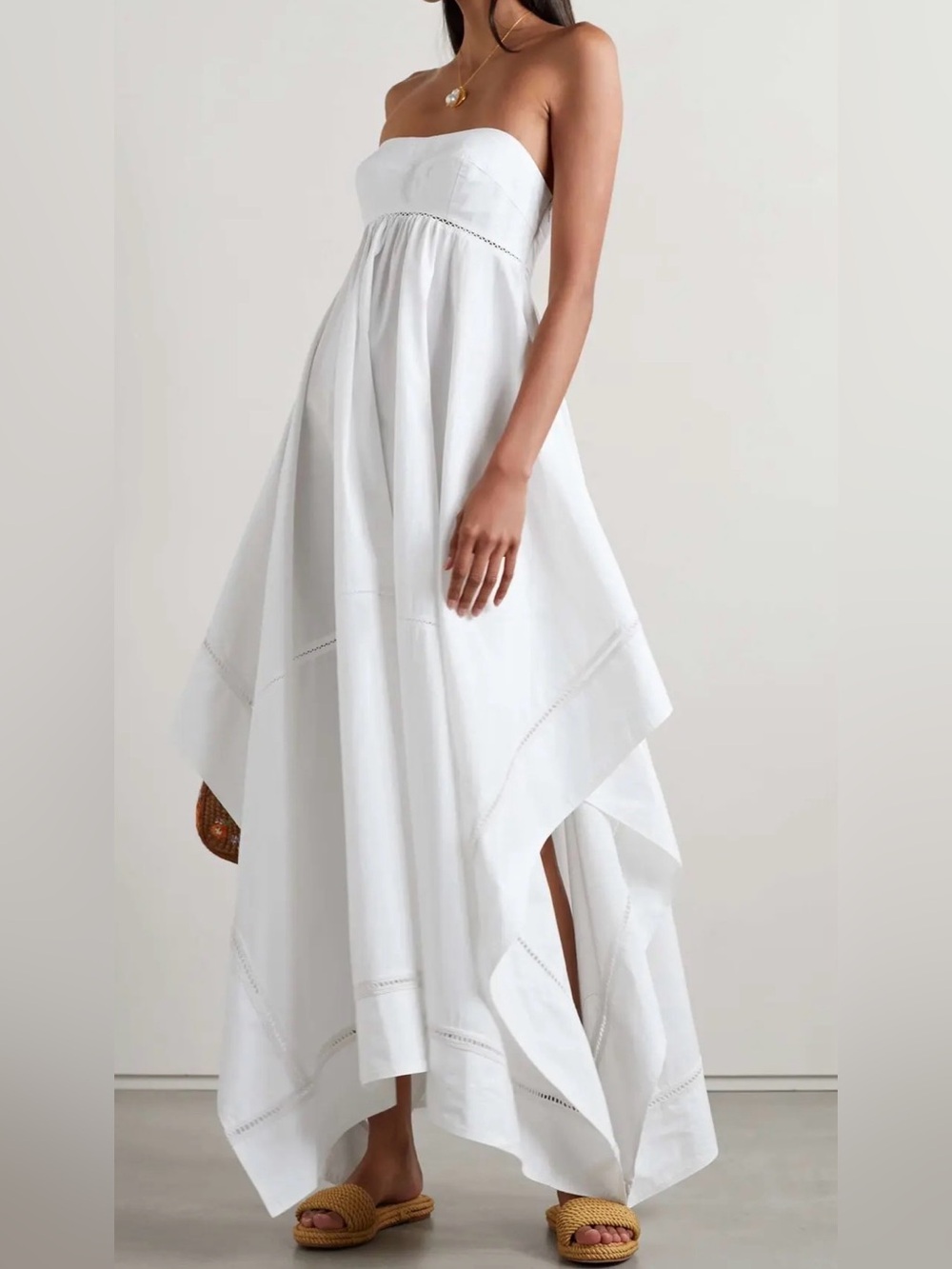 ALC Blanca AsymmetricCrochet Trimmed Cotton Maxi Dress Size 6